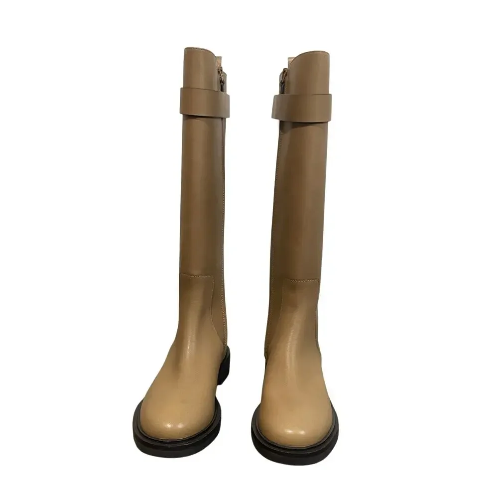 Tory Burch Women’s Double T Utility Logan Boot Tall Riding Leather Size 6.5